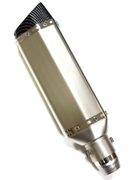 Глушитель прямоток выхлопная труба AKRAPOVIC на мотоцикл мопед скутер серый мат 011821 фото